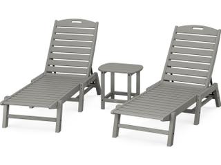 POLYWOOD® Nautical Recycled Plastic 3 Piece Patio Lounge Set