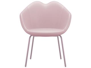 XOXO Pink Genuine Leather Arm Dining Chair by Nika Zupanc