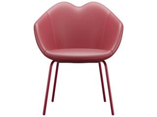 XOXO Lips Shaped Red Leather Swivel Armchair by Nika Zupanc
