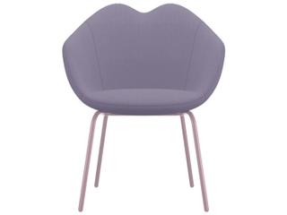 XOXO Upholstered Arm Dining Chair in Purple Fabric by Nika Zupanc