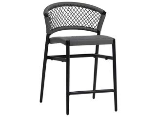 Ria Counter Stool with Black Aluminum Frame and Grey Durarope