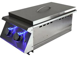 RCS Grills Premier Double Side Burner-Slide-in with Blue LED Lights