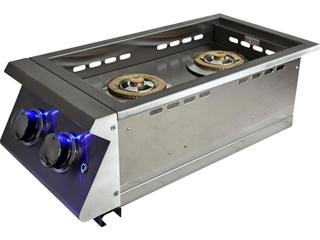 RCS Grills Premier Double Side Burner-Slide-in with Blue LED Lights