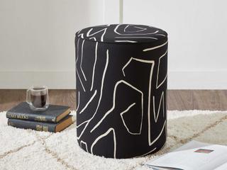 Renwil Artak Black White Upholstered Accent Stool