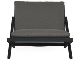 Sunpan Outdoor Bari Teak Wood Charcoal Lounge Chair in Gracebay Grey