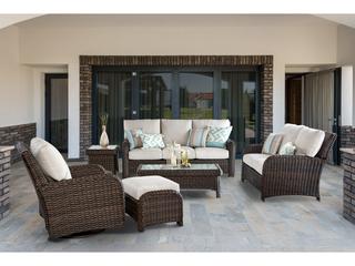 South Sea Rattan St Tropez Quick Ship Aluminum Cushion Sofa