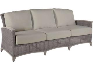 Astoria Quick Ship Wrought Aluminum Wicker Sofa with Linen Dove Cushions