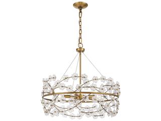 Savoy House Camille 5-Light Warm Brass Glass Chandelier