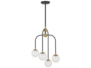 Savoy House Couplet 4-Light Matte Black Warm Brass Glass Globe Chandelier