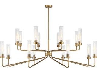 Savoy House Baker 16-Light Warm Brass Glass Cylinder Tiered Chandelier