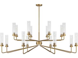 Savoy House Baker 16-Light Warm Brass Glass Cylinder Tiered Chandelier
