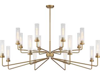 Savoy House Baker 16-Light Warm Brass Glass Cylinder Tiered Chandelier