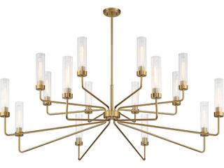 Savoy House Baker 16-Light Warm Brass Glass Cylinder Tiered Chandelier
