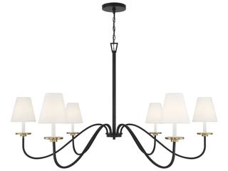Savoy House Meridian 6-Light Black Natural Brass Candelabra Empire Chandelier