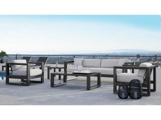 Sunset West Redondo Slate Aluminum Cushion Sofa