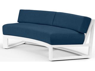 Newport Aluminum Cushion Sofa in Frost with Sunbrella Cast Silver