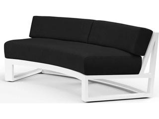 Newport Frost Aluminum Loveseat with Sunbrella Spectrum Carbon Cushions