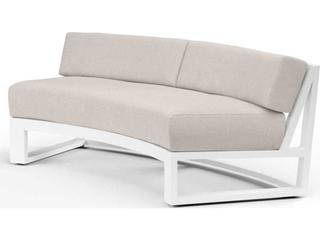 Newport Frost Aluminum Curved Sofa with Sunbrella Cushions