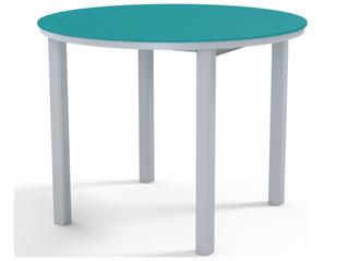 Telescope Casual Marine Grade Polymer Round Patio Bar Height Table with Umbrella Hole