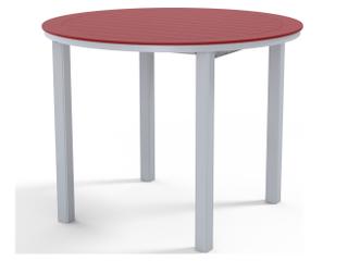 Telescope Casual Marine Grade Polymer Round Patio Bar Height Table with Umbrella Hole