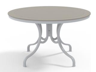 Telescope Casual Marine Grade Polymer Round Deluxe Patio Dining Table with Umbrella Hole
