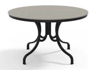 Telescope Casual Marine Grade Polymer Round Deluxe Patio Dining Table with Umbrella Hole