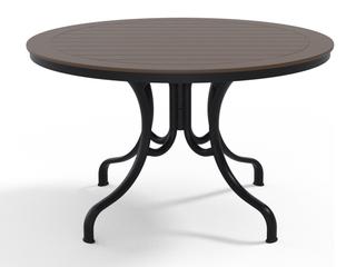 Telescope Casual Marine Grade Polymer Round Deluxe Patio Dining Table with Umbrella Hole