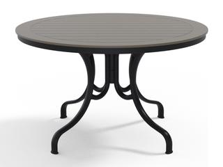 Telescope Casual Marine Grade Polymer Round Deluxe Patio Dining Table with Umbrella Hole
