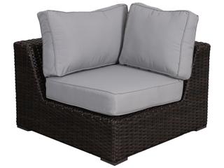 Santa Monica Wicker Rattan Corner Sectional in Grey Fabric