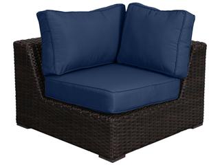 Santa Monica Wicker Corner Lounge Chair with Navy Cushion