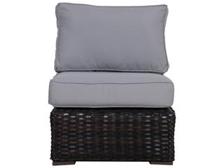 Santa Monica Wicker Rattan Middle Sectional With Grey Fabric