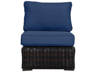 Santa Monica Wicker Middle Sectional with Navy Cushion