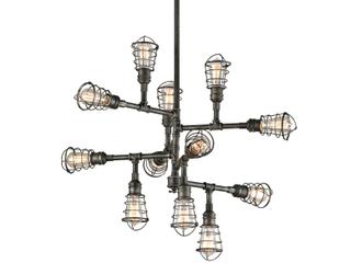 Conduit 12-Light Aged Pewter Gunmetal Chandelier