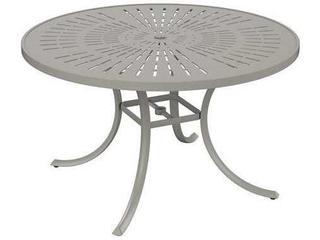 Patterned La'stratta Aluminum Round Outdoor Dining Table with Umbrella Hole