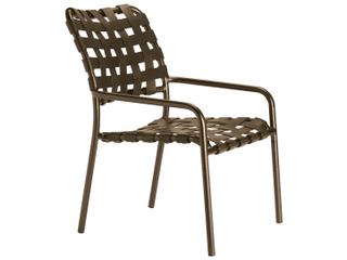 Kahana Cross Strap Aluminum Stackable Patio Dining Arm Chair