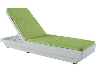 Curve Resin Armless Adjustable Outdoor Patio Chaise Lounge with Pad