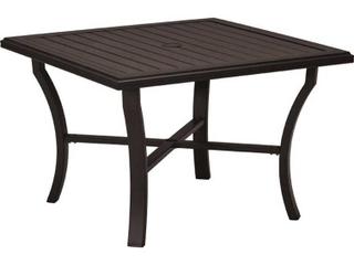 Banchetto Slat Aluminum Square Outdoor Dining Table with Umbrella Hole
