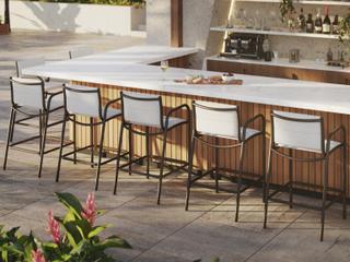 Tropitone Millennia Padded Sling Aluminum Bar Stool Set