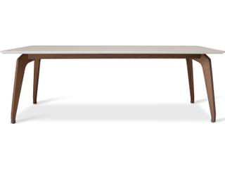 Urbia Modern Brazilian Giane Rectangular Glass Off White Nogal Dining Table