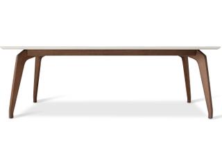 Urbia Modern Brazilian Giane Rectangular Glass Off White Nogal Dining Table