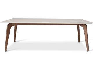 Urbia Modern Brazilian Giane Rectangular Glass Off White Nogal Dining Table