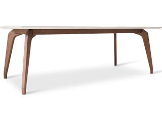 Urbia Modern Brazilian Giane Rectangular Glass Off White Nogal Dining Table