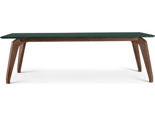 Modern Brazilian Rectangular Glass Floresta Green Dining Table