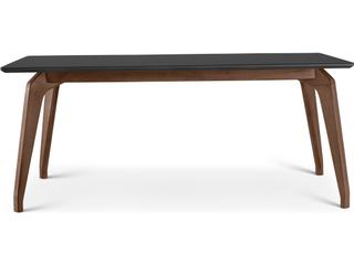 Giane 70-Inch Rectangle Dining Table in Black Glass and Nogal Tauari Wood