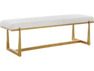 Uttermost Midas Driftwood Antique Gold Beige Upholstered Accent Bench