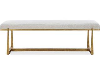 Uttermost Midas Driftwood Antique Gold Beige Upholstered Accent Bench
