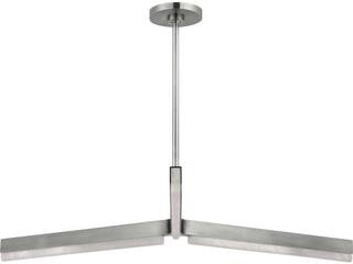 Visual Comfort Modern Linea 3-Light Antique Nickel Geometric Tiered Chandelier