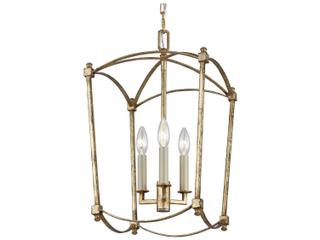 Visual Comfort Studio Thayer 3-Light Antique Gild Gold Candelabra Lantern Chandelier