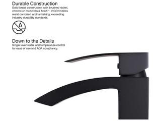Vigo Satro Matte Black 1-Handle Vessel Waterfall Bathroom Faucet