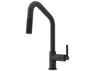 Utopia Single Handle Pull Down Kitchen Faucet in Matte Black Brass